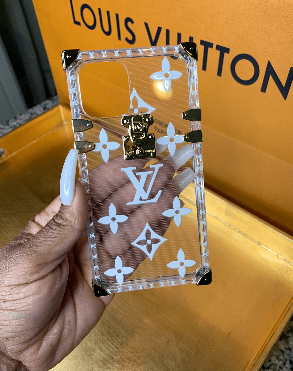 LV Louis Vuitton Eye Trunk 2 in 1 Metal Clear Crystal Case Cover For iPhone  